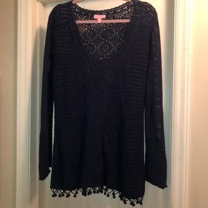 Lilly Pulitzer Navy Crotchet Sweater